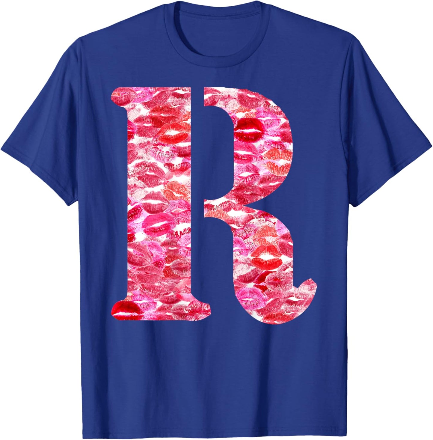 Back Print Only - Lipstick Kisses For Boyfriend Letter R T-Shirt - T-Shirt | Royal