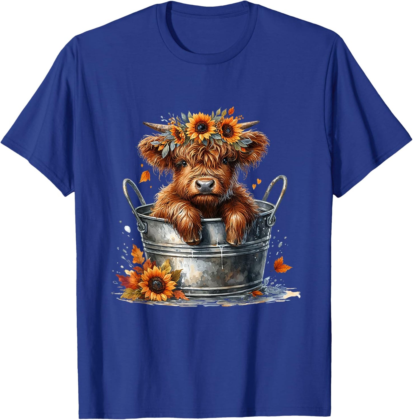 Highland Cow Sunflower It's Fall Y'all Farming Fall Vibes T-Shirt - T-Shirt | Royal