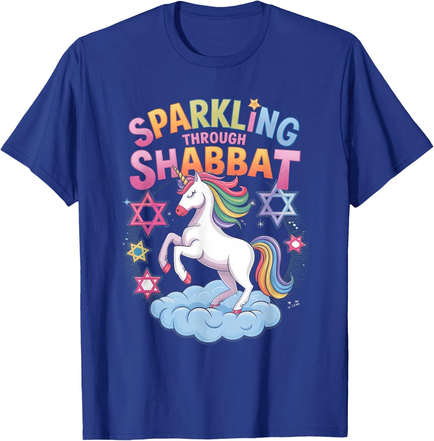 Sparkling Through Shabbat Funny Jewish Unicorn T-Shirt - T-Shirt | Royal