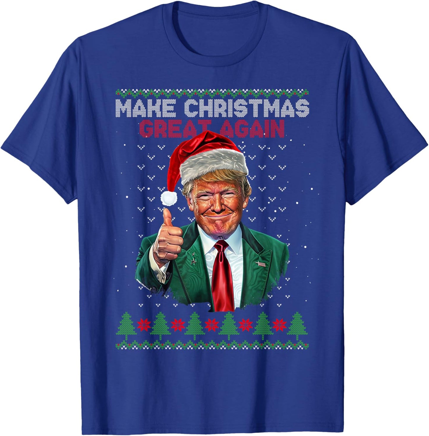 Trump Make Christmas Great Again Ugly Christmas Jumper , Black, S T-Shirt - T-Shirt | Royal