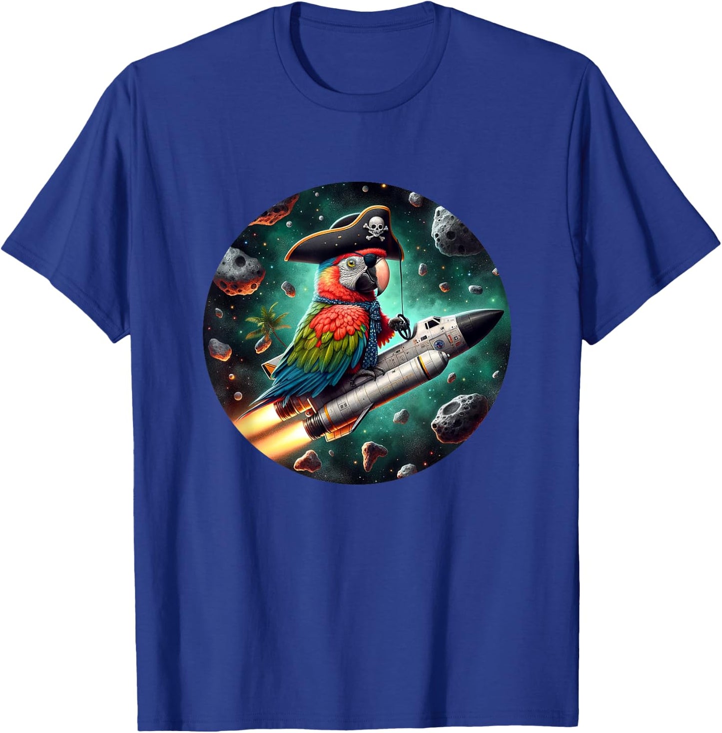 Funny Pirate Parrot in Space T-Shirt - T-Shirt | Royal