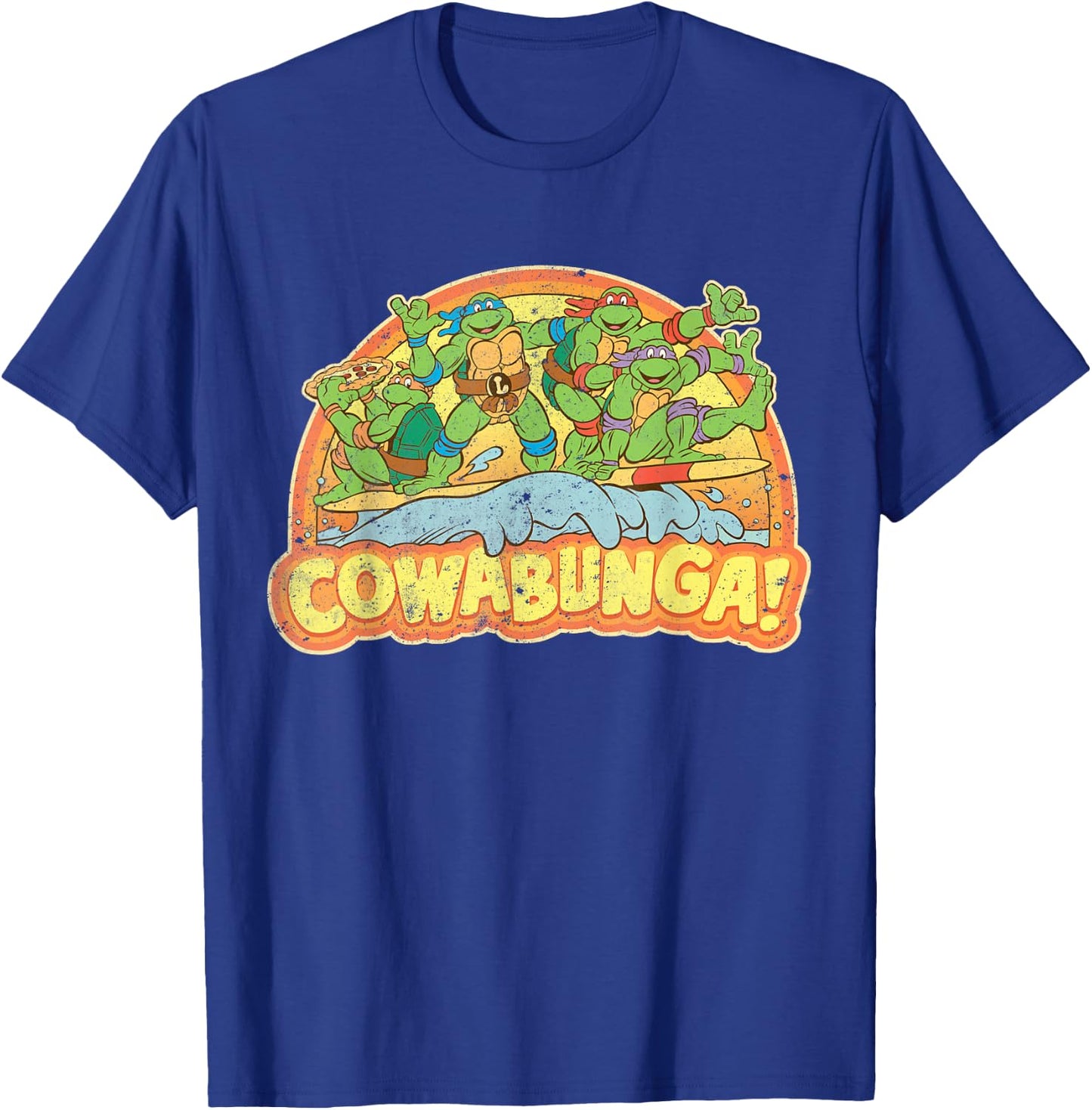 Teenage Mutant Ninja Turtles Gang Retro Cowabunga T-Shirt - T-Shirt | Royal
