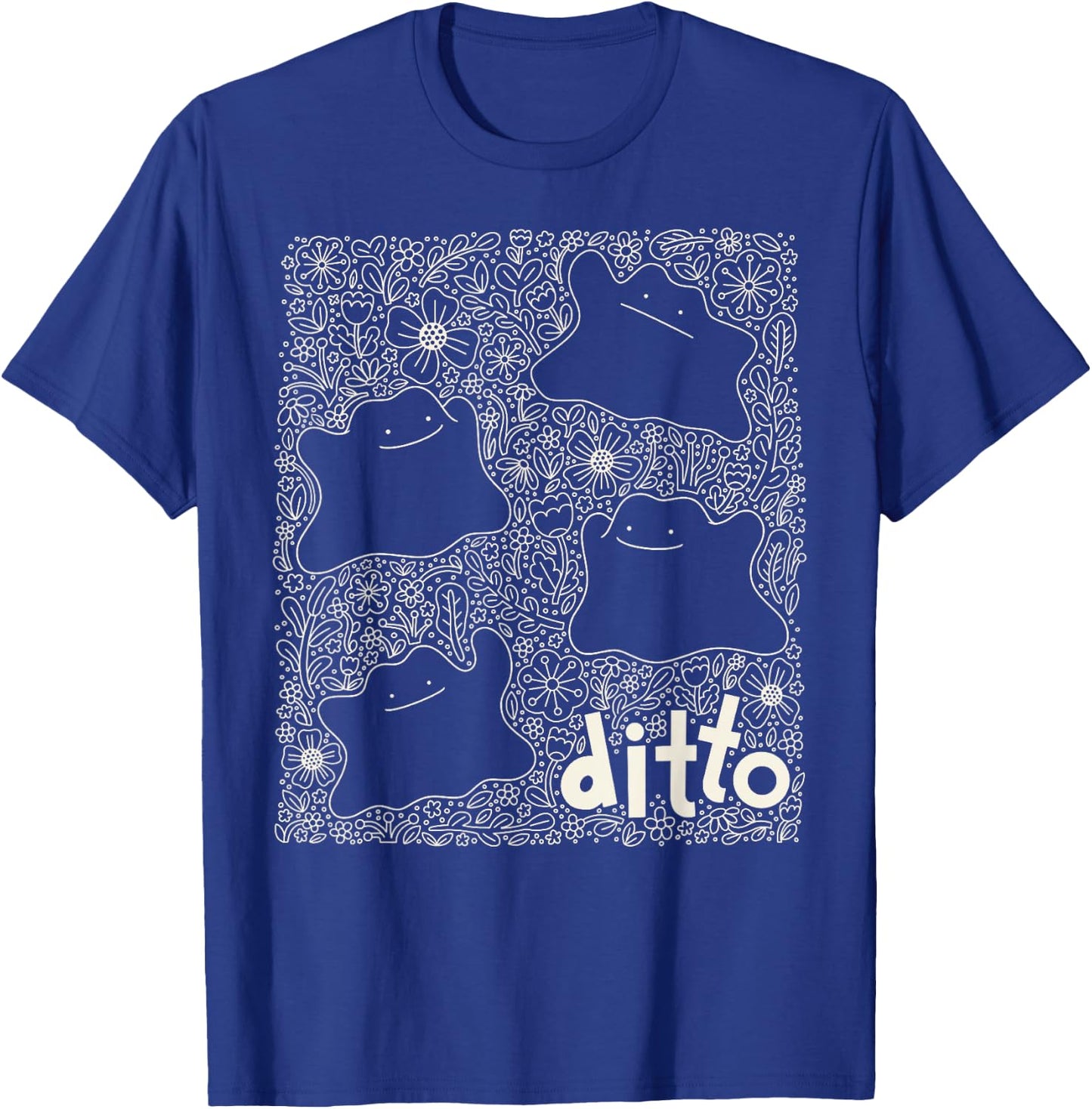 Pokémon - Generation 1 - Ditto Dainty Florals Background T-Shirt - T-Shirt | Royal