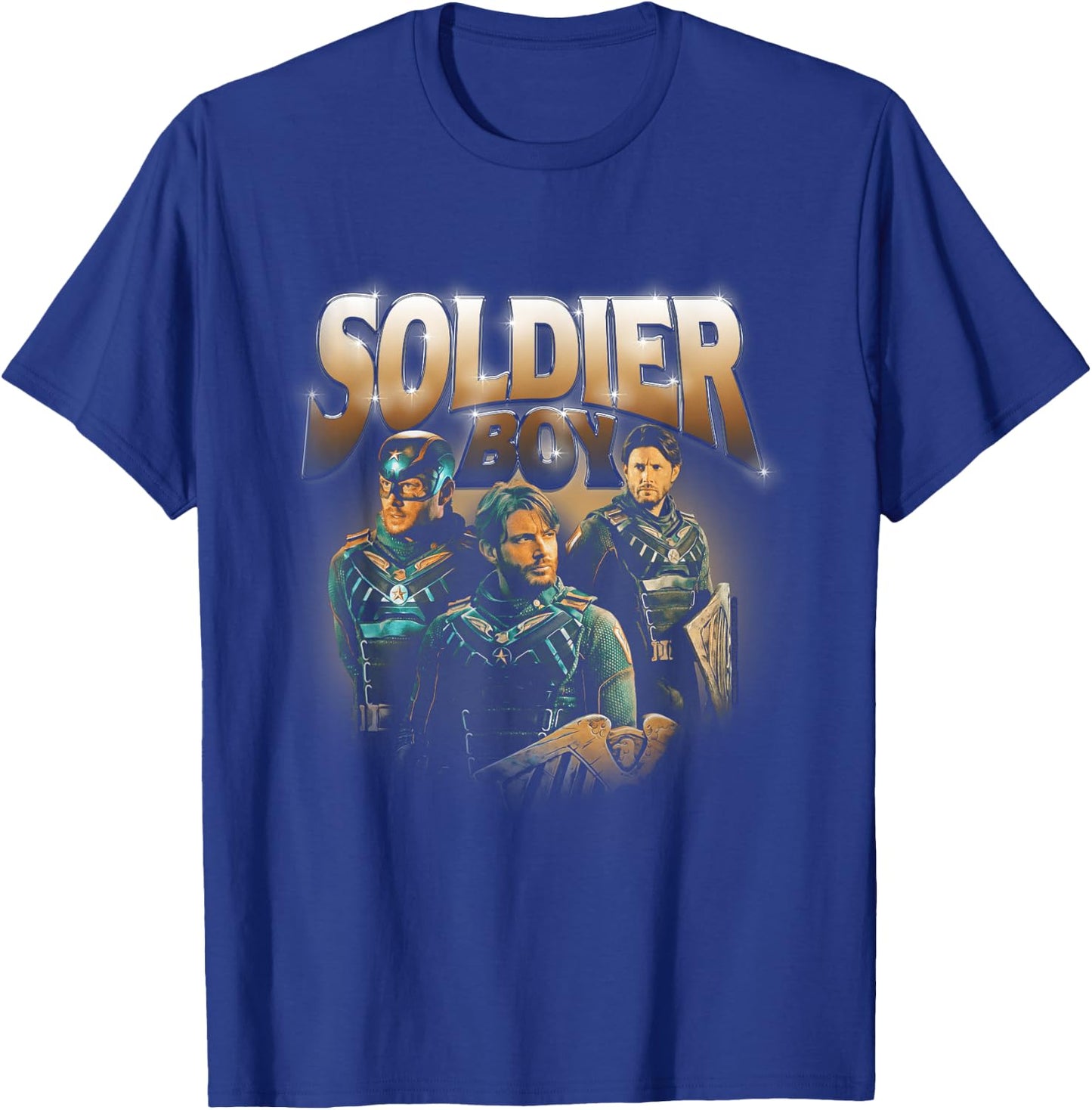 The Boys Soldier Boy Supe Character 90s Collage , black T-Shirt - T-Shirt | Royal