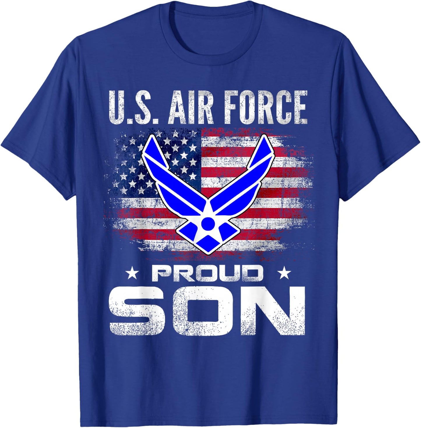 U.S Air Force Proud Son With American Flag Gift Veteran T-Shirt - T-Shirt | Royal