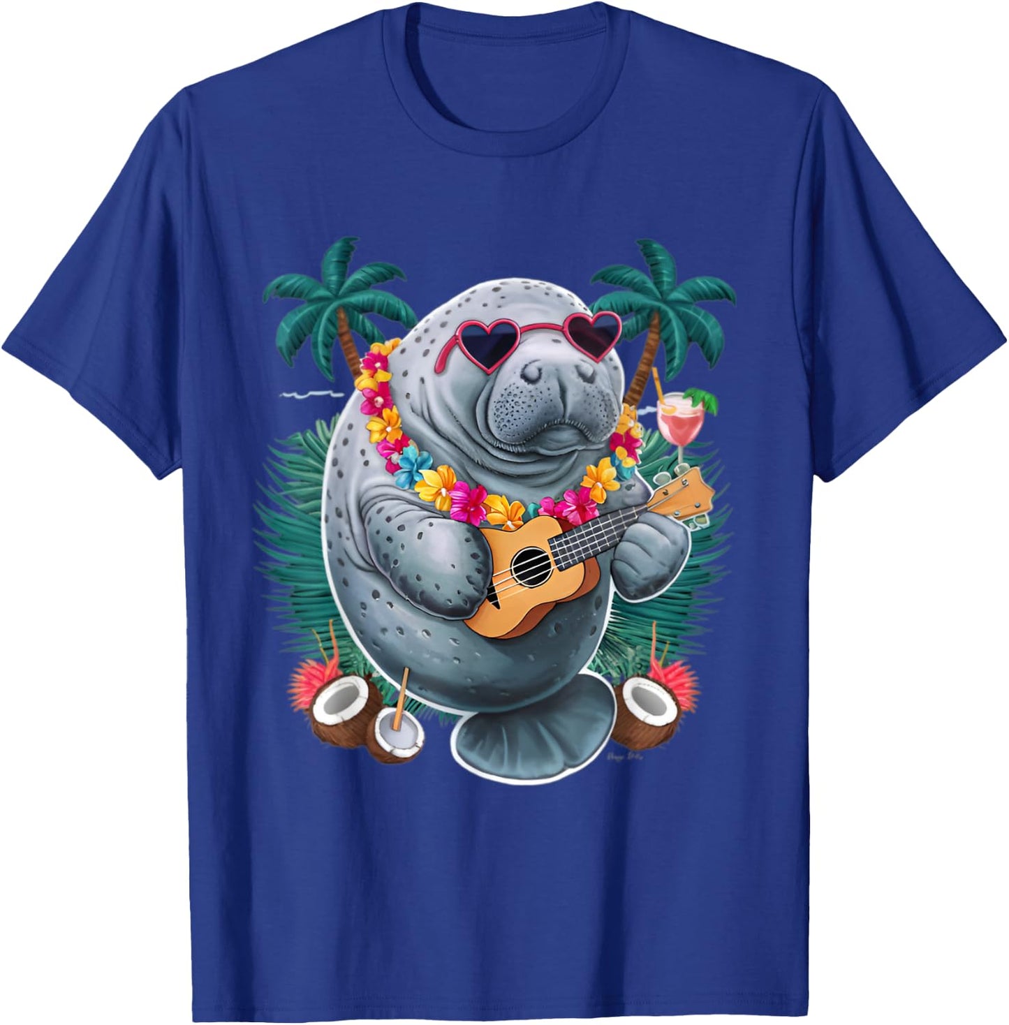 manatee Hawaiian Summer Tropical Manatees T-Shirt - T-Shirt | Royal