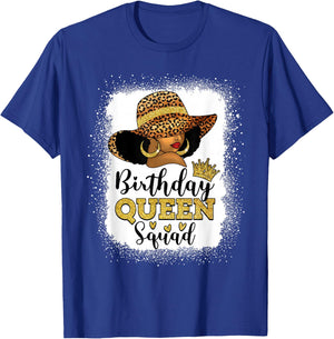 Afro Black Women Leopard Hat It's My Birthday Queen Squad T-Shirt - T-Shirt | Royal