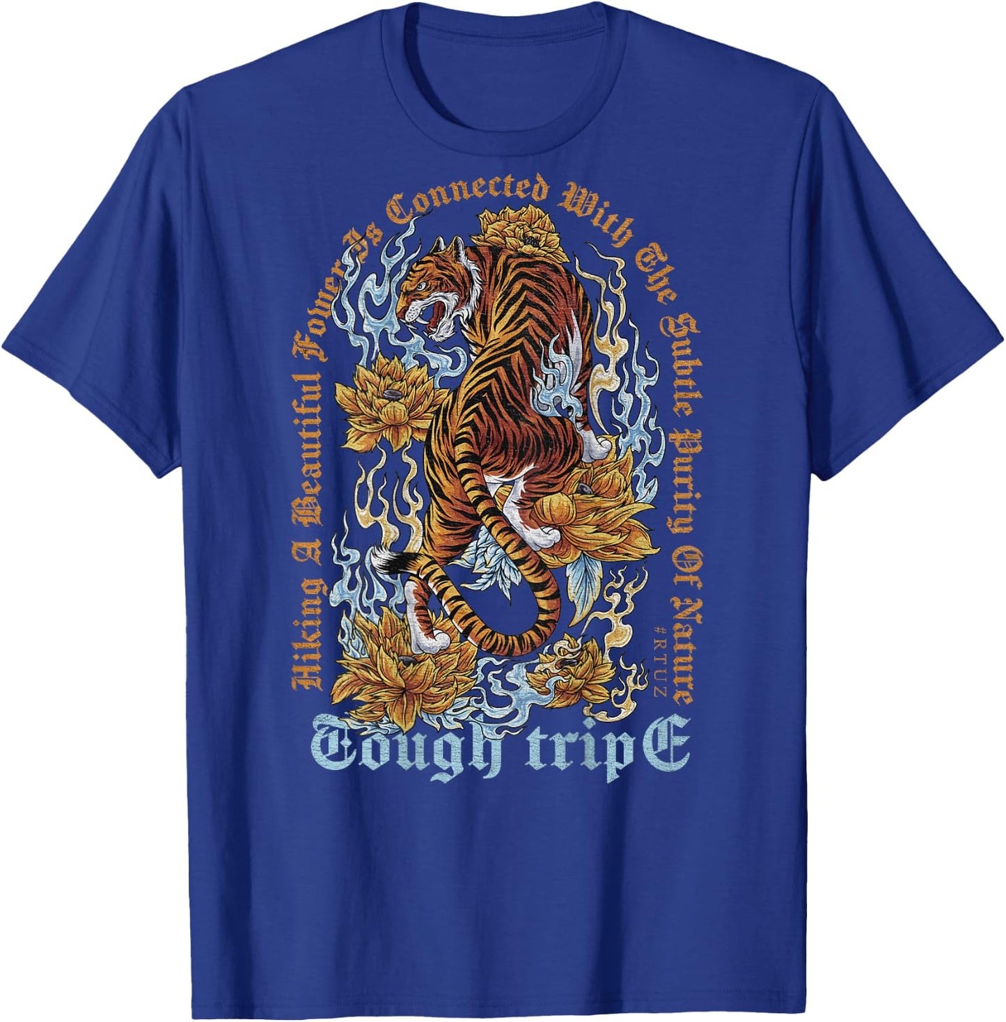 Vintage Tiger Head Backprint Streetwear Asian Tiger , black T-Shirt - T-Shirt | Royal