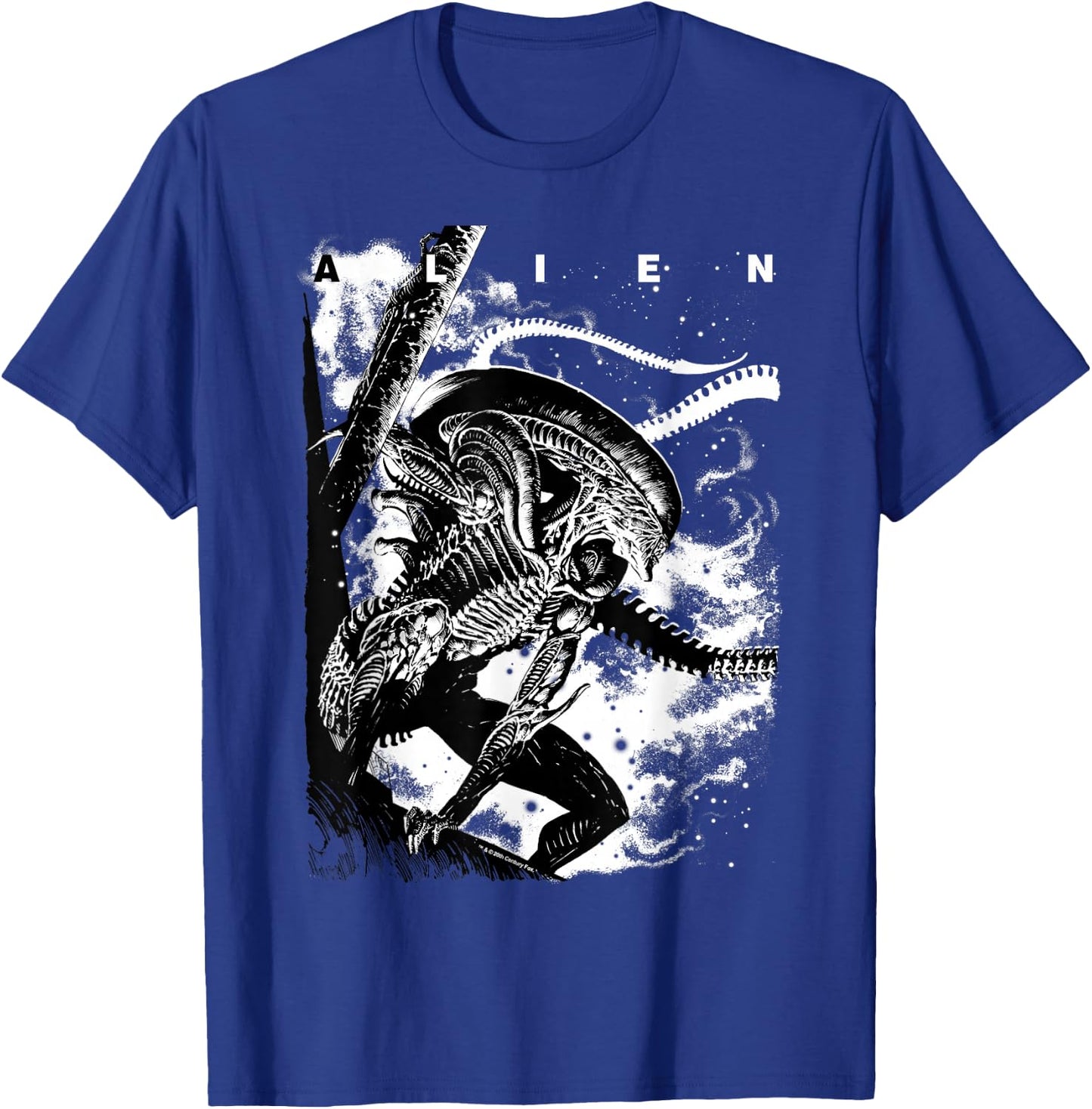 Aliens Iconic Epic Xenomorph in The Dark Big Chest Poster T-Shirt - T-Shirt | Royal