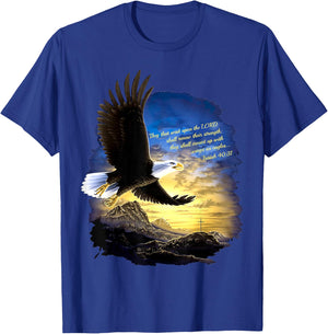 Jesaja 40:31 Berg Flügel als Adler Christlicher Bibelvers T-Shirt - T-Shirt | Royal