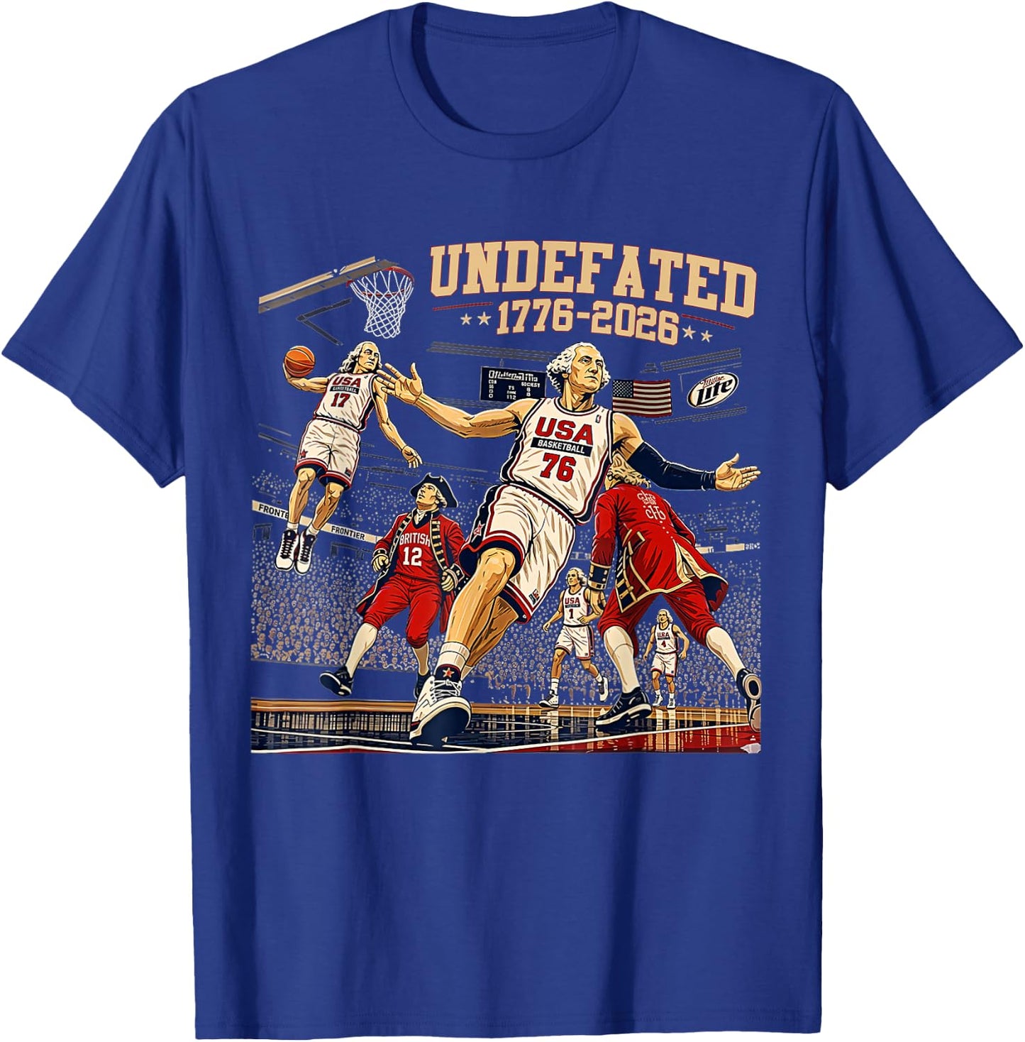 Undefeated 1776-2026 250 Years Basketball 4th of July T-Shirt - T-Shirt | Royal