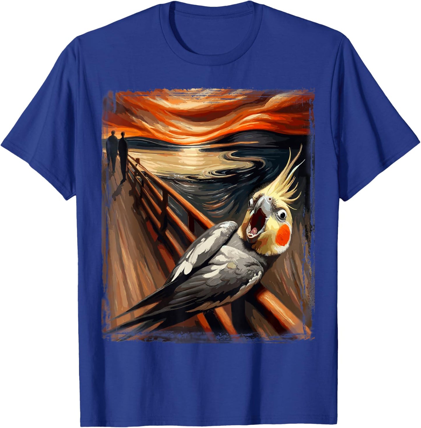 Artsy Scream Parody Funny Bird Lover Sunset Art Cockatiel T-Shirt - T-Shirt | Royal