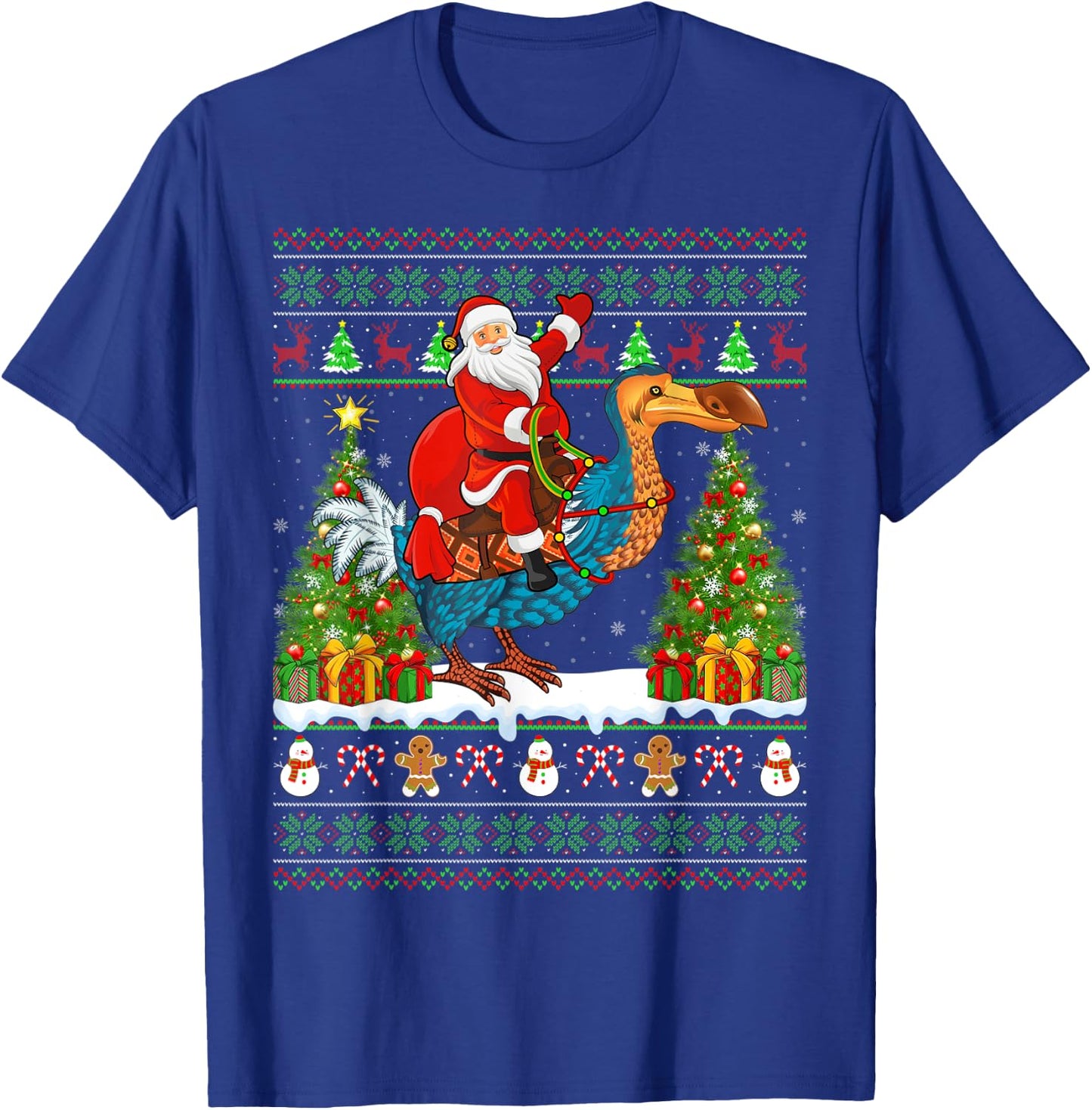 Dodo Bird Lover Funny Ugly Santa Riding Dodo Christmas T-Shirt - T-Shirt | Royal