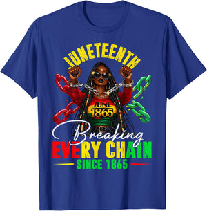 Vintage Juneteenth Breaking Every Chain Since 1865 Men Women T-Shirt - T-Shirt | Royal