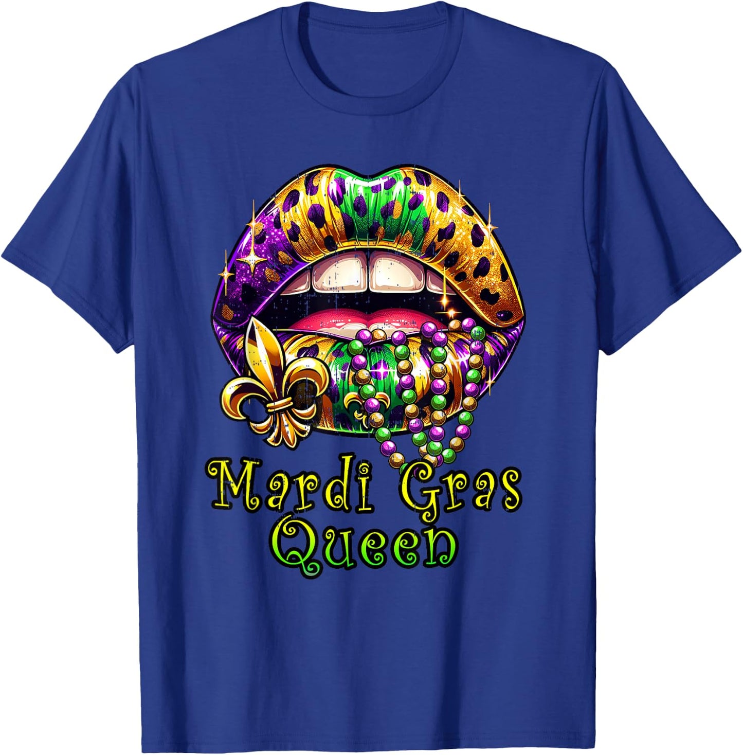 Mardi Gras Queen Lips Outfit Women Cheetah Leopard Print T-Shirt - T-Shirt | Royal