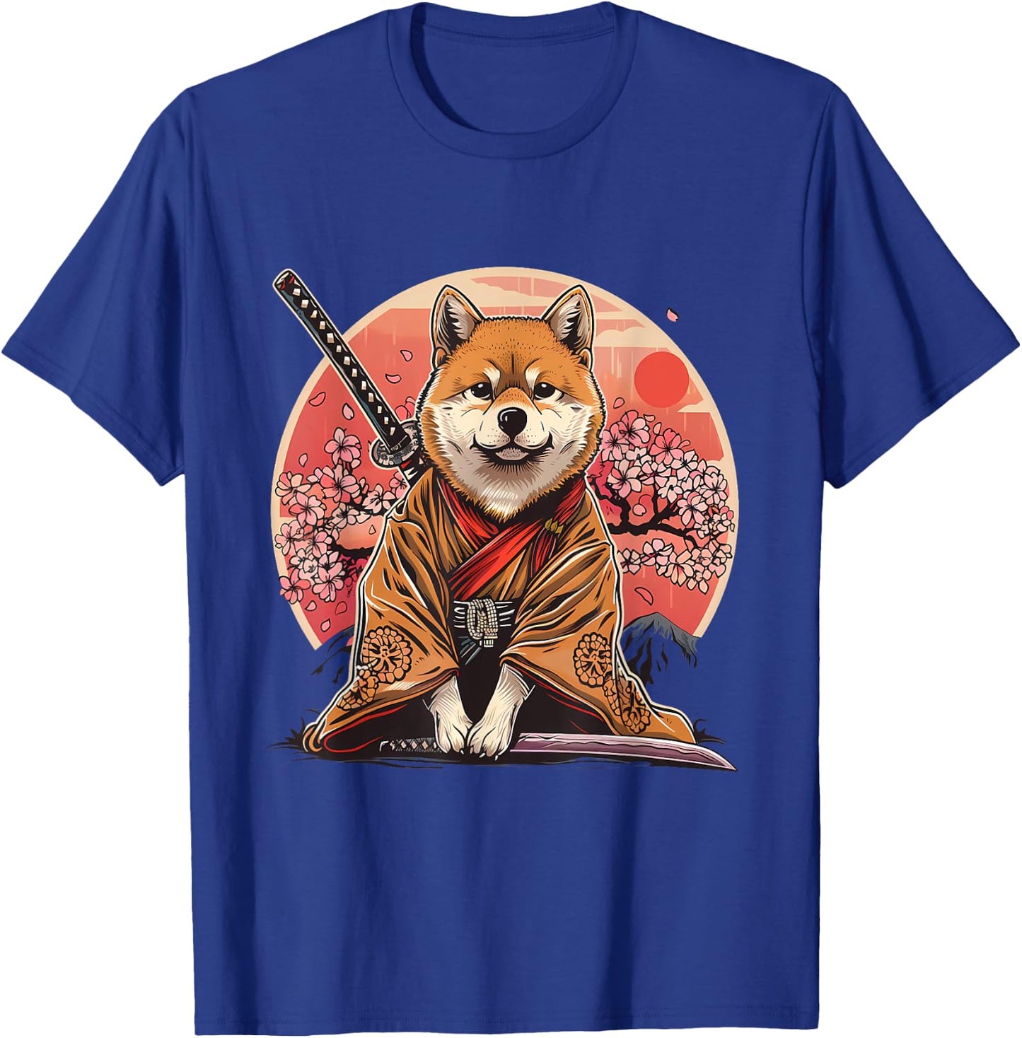 Samurai Akita Dog Anime Sakura Japanese Akita Dog Lover T-Shirt - T-Shirt | Royal