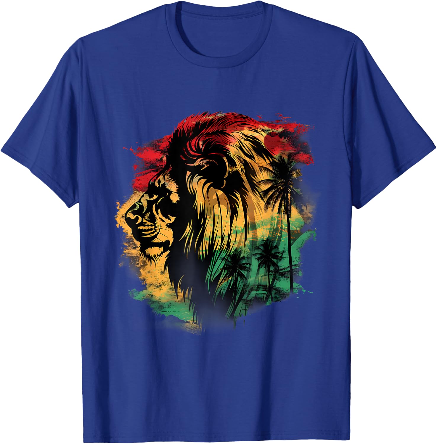 Rasta Reggae Lion Rastafarian Roots Lion Of Judah Jamaica T-Shirt - T-Shirt | Royal