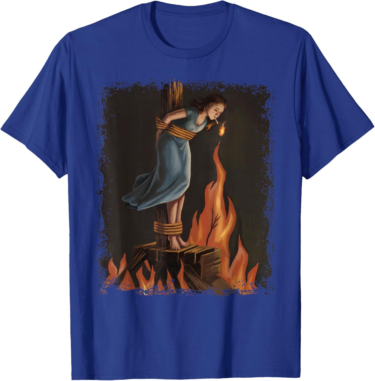 Witch Lighting Cigarette With Flames Occult Unholy Funny T-Shirt - T-Shirt | Royal