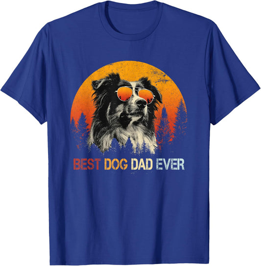Retro Best Australian Shepherd Dog Dad Ever Fathers Day T-Shirt - T-Shirt | Royal