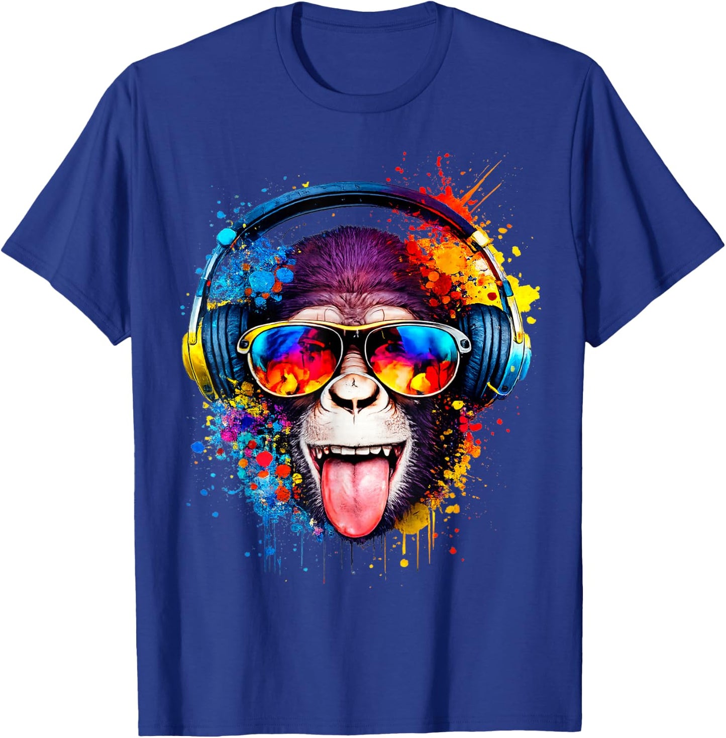 Monkey DJ mit Kopfhörer und Sonnenbrille T-Shirt - T-Shirt | Royal
