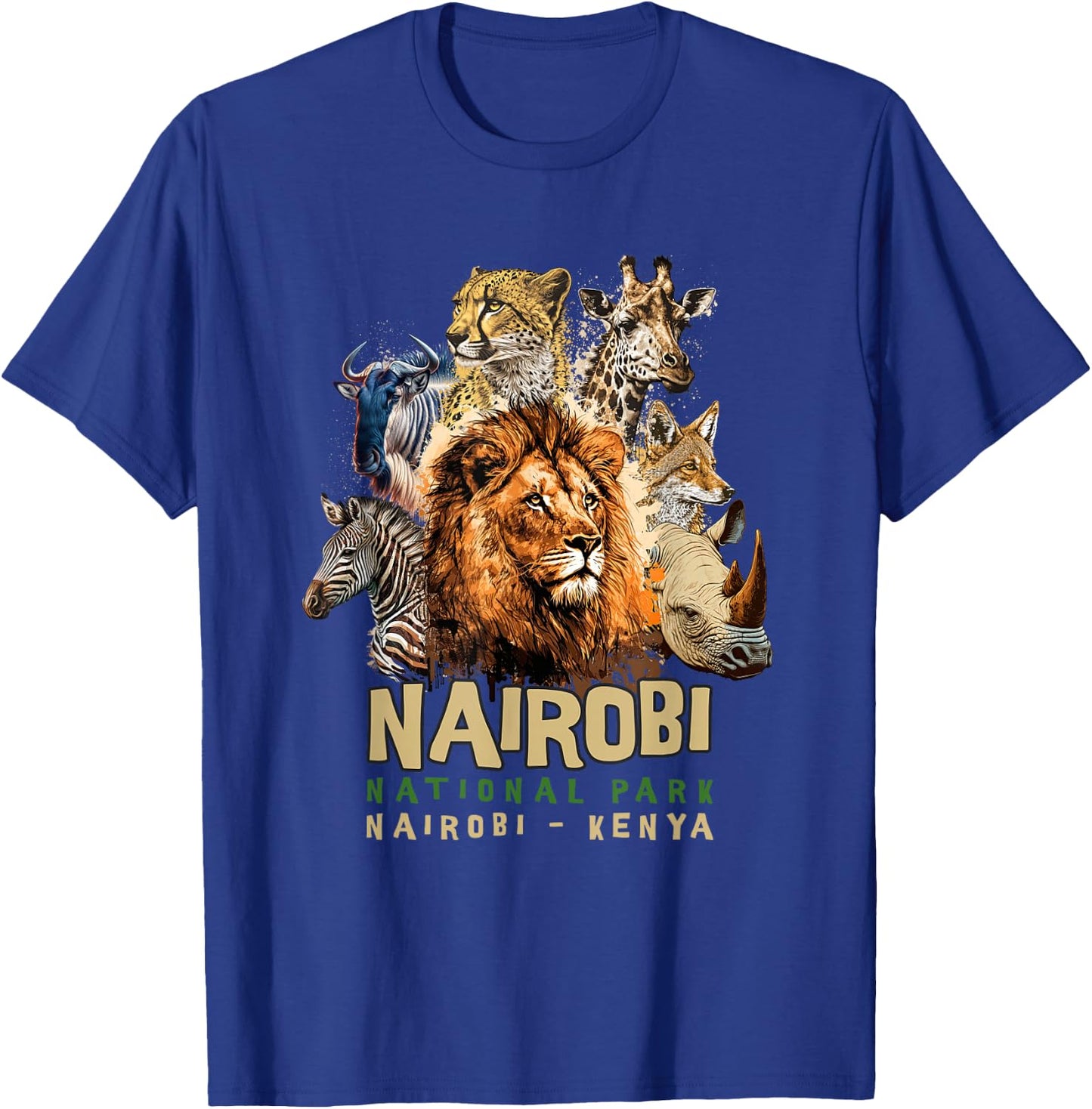 Animals in African Nairobi National Park Safari Kenya T-Shirt - T-Shirt | Royal