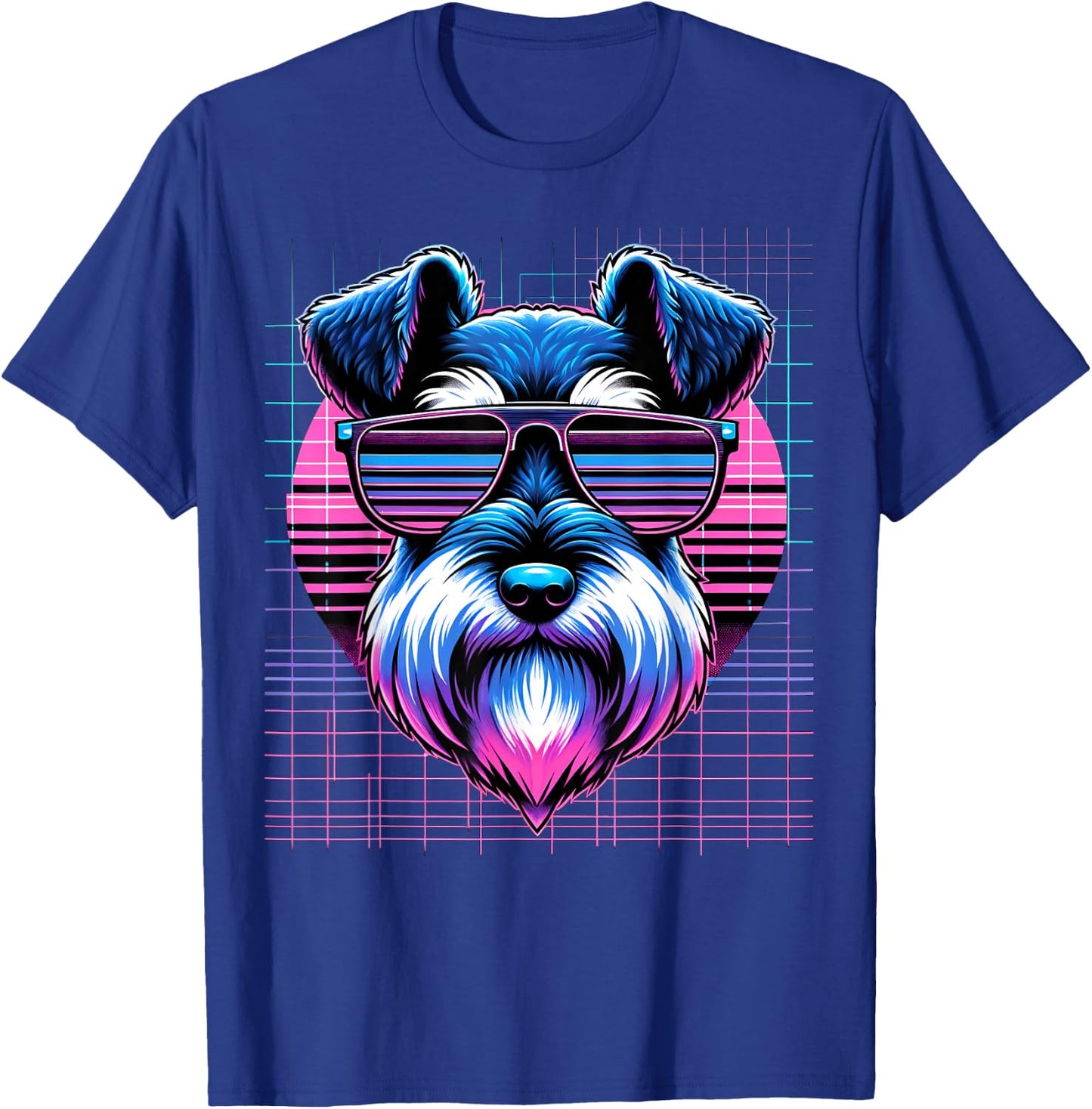 Vaporwave Synthwave Mini Schnauzer Retro Miniature Schnauzer T-Shirt - T-Shirt | Royal