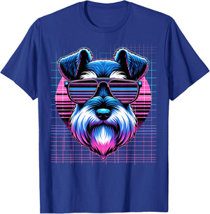 Vaporwave Synthwave Mini Schnauzer Retro Miniature Schnauzer T-Shirt - T-Shirt | Royal