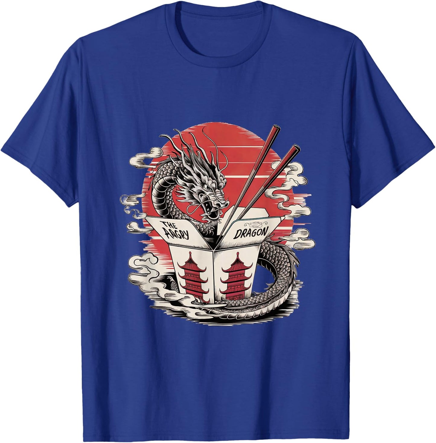 Angry Dragon Takeout – Asian Food Box & Ramen Dragon Design T-Shirt - T-Shirt | Royal