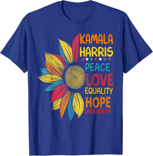 Colorful Peace Love Equality Hope Diversity, Kamala Harris T-Shirt - T-Shirt | Royal