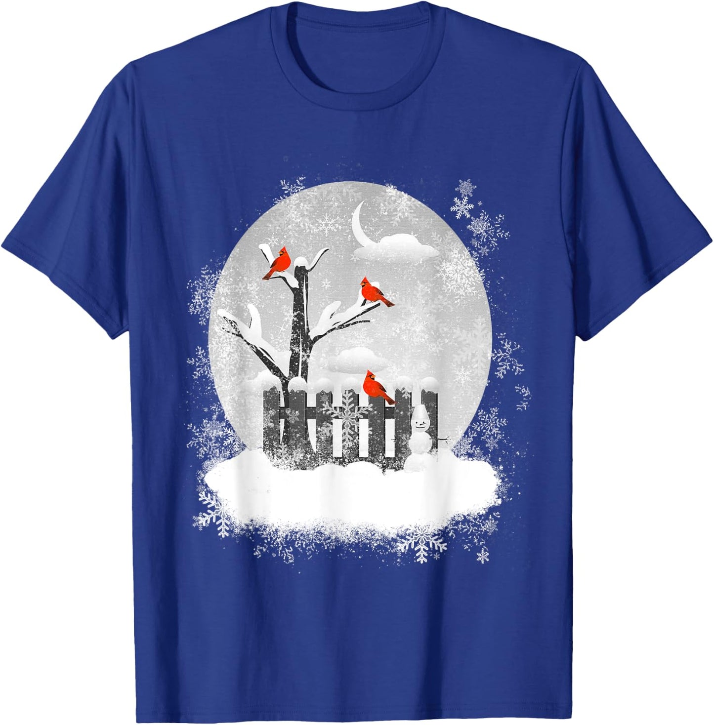 Red Cardinal Birds Winter Scene T-Shirt - T-Shirt | Royal