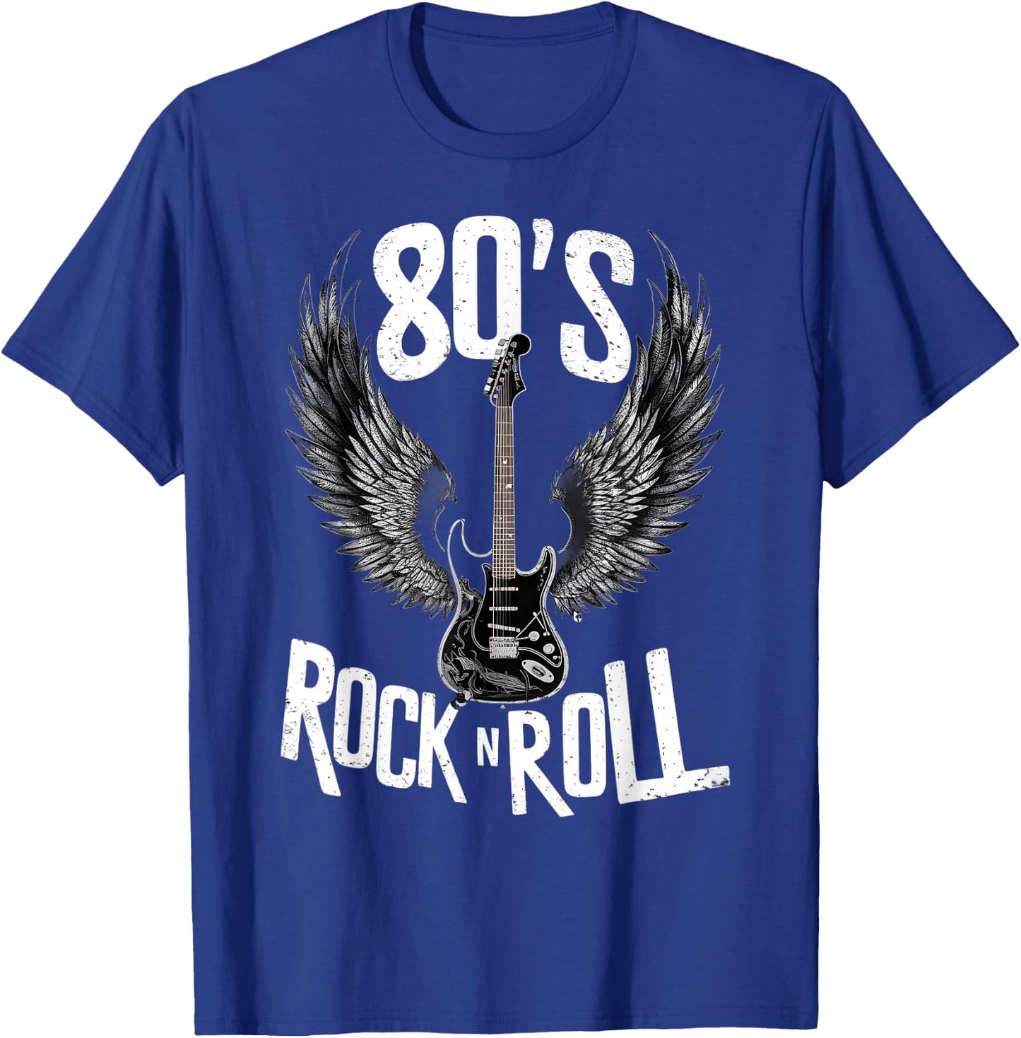 Vintage Guitar Wings, Music Rock & Roll Retro 70s & 80s , Black, S T-Shirt - T-Shirt | Royal