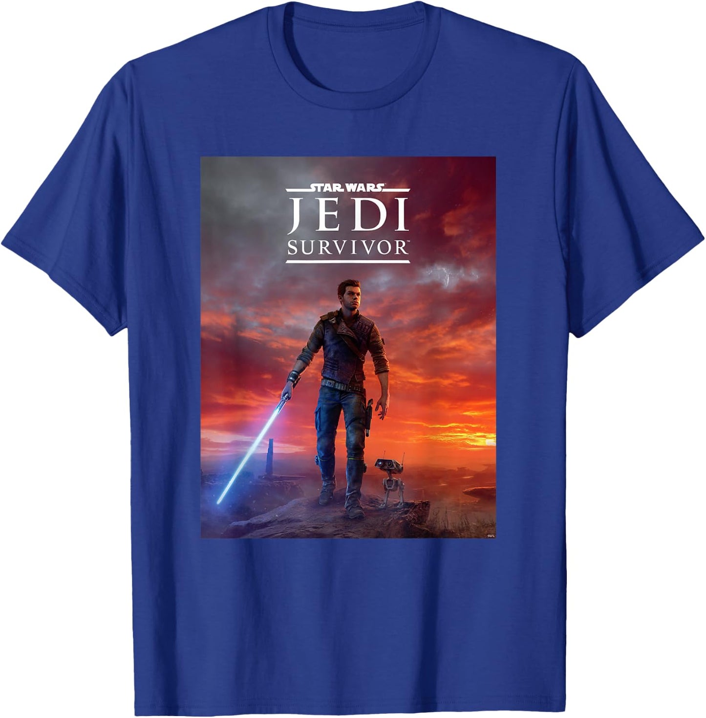 Star Wars Jedi: Survivor Cal Kestis BD-1 Game Poster Art T-Shirt - T-Shirt | Royal