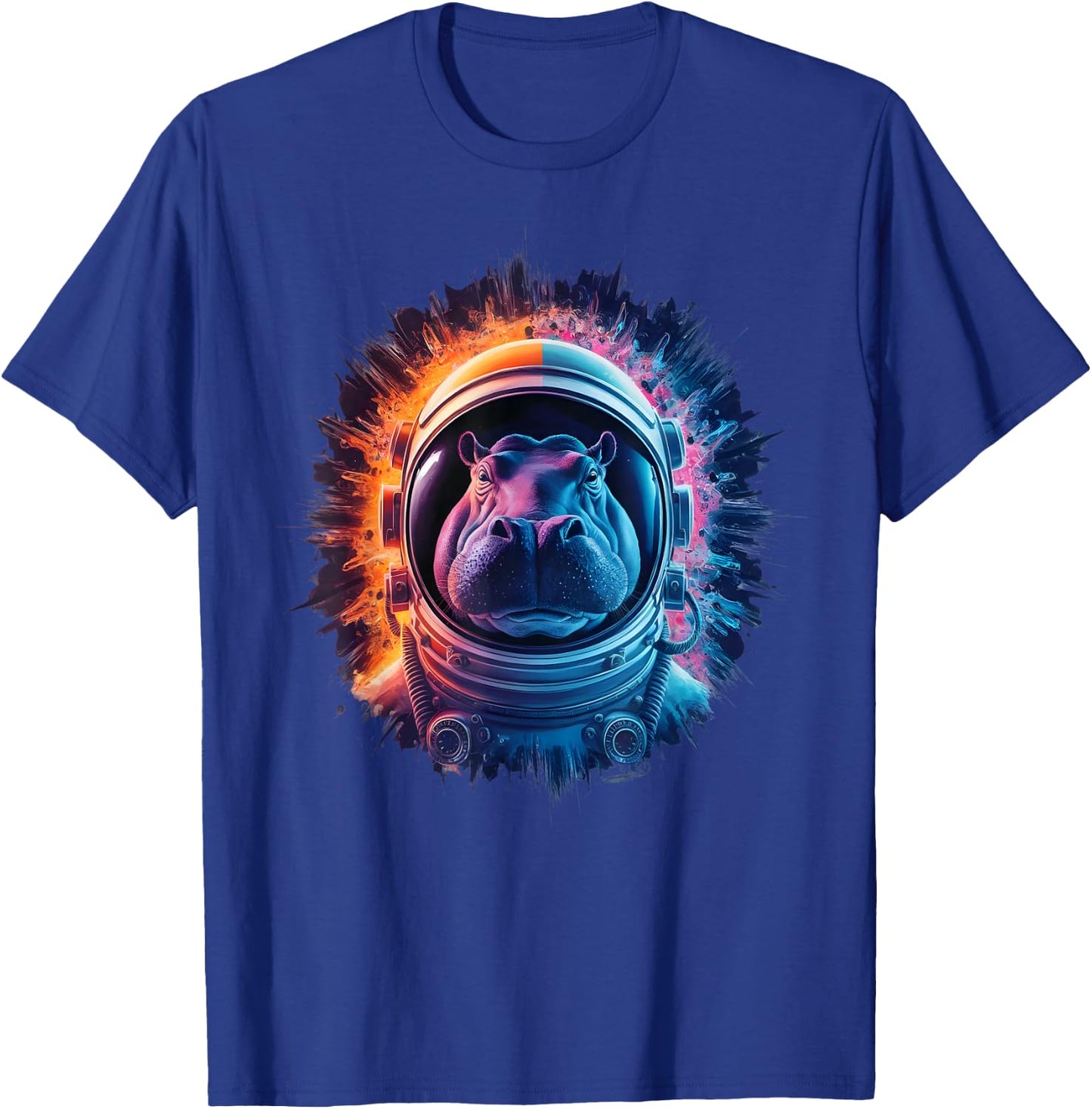 Hippo Men Woman Hippo Colorful Space Astronaut Hippo T-Shirt - T-Shirt | Royal
