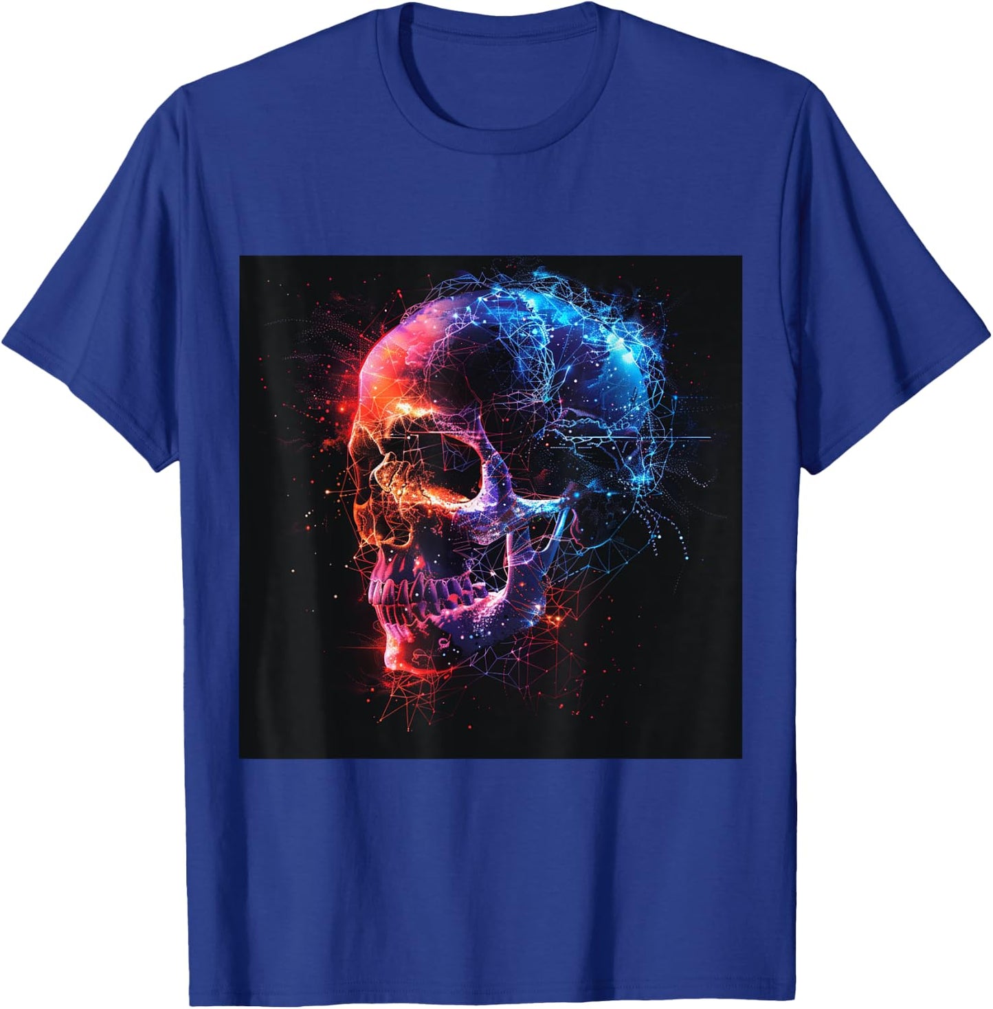 Skeleton Skull Biker Rocker Skull Punk Rock , Black, S T-Shirt - T-Shirt | Royal