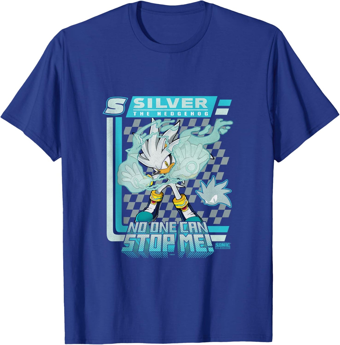 Sonic The Hedgehog Silver The Hedgehog Racing Poster T-Shirt - T-Shirt | Royal