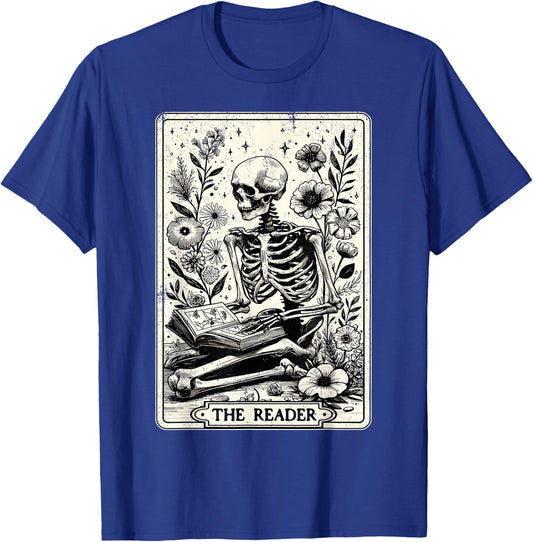 The Reader Tarot Card Skeleton Reading Book Funny Books , black T-Shirt - T-Shirt | Royal