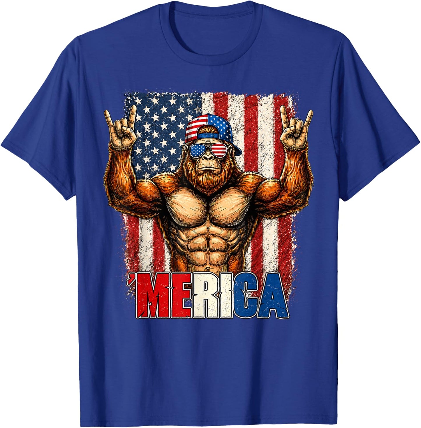 4th of July Merica Bigfoot USA Men T-Shirt - T-Shirt | Royal