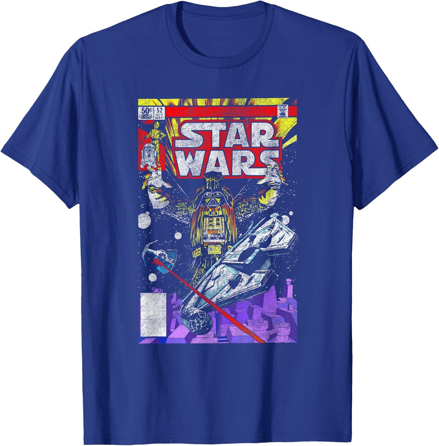 Star Wars Darth Vader Galaxy Retro Vintage Comic Style Cover T-Shirt - T-Shirt | Royal