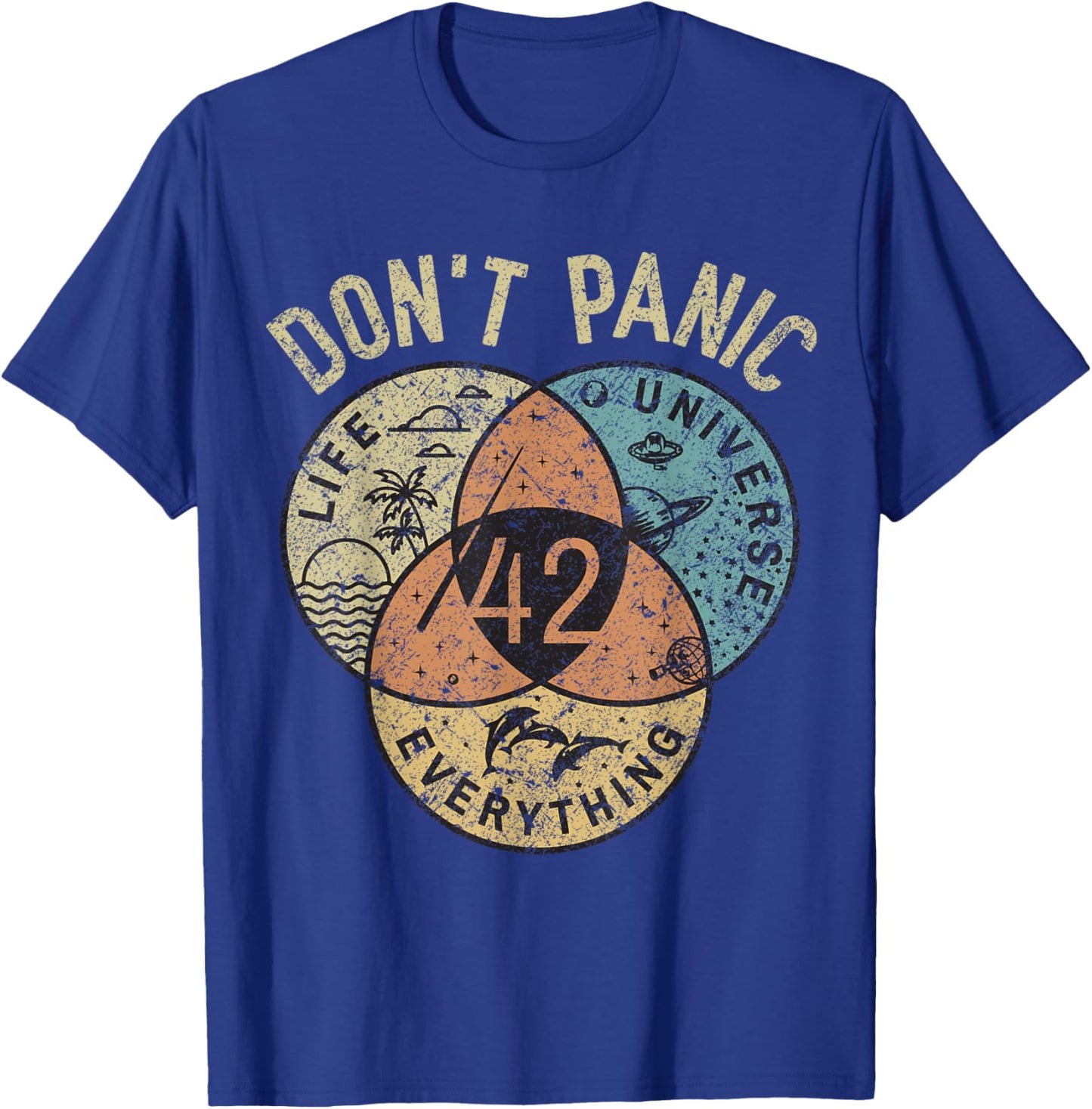 42 Answer to Life, the Universe and Everything No Panic , black T-Shirt - T-Shirt | Royal