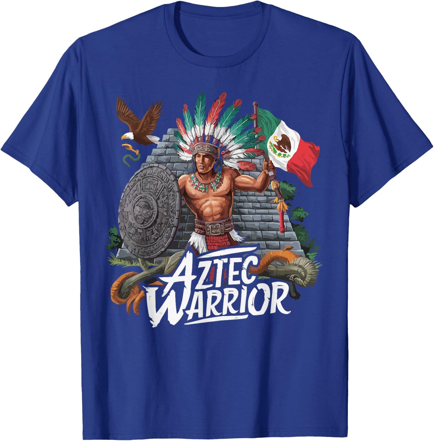 Aztec Warrior Mayan Indigenous Mexican Aztec Jaguar T-Shirt - T-Shirt | Royal