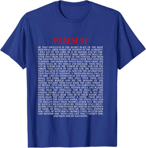 Psalms 91 Full KJV Bible Verse Protection & Safety Blessing T-Shirt - T-Shirt | Royal