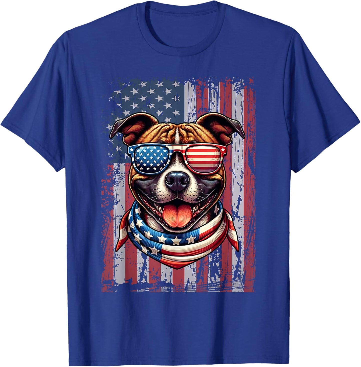 Staffordshire Bull Terrier Dog Flag 4th Of July Patriotic T-Shirt - T-Shirt | Royal