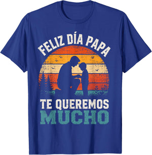 Retro Feliz Dia Papa Loving Family Celebration Spanish Pride T-Shirt - T-Shirt | Royal