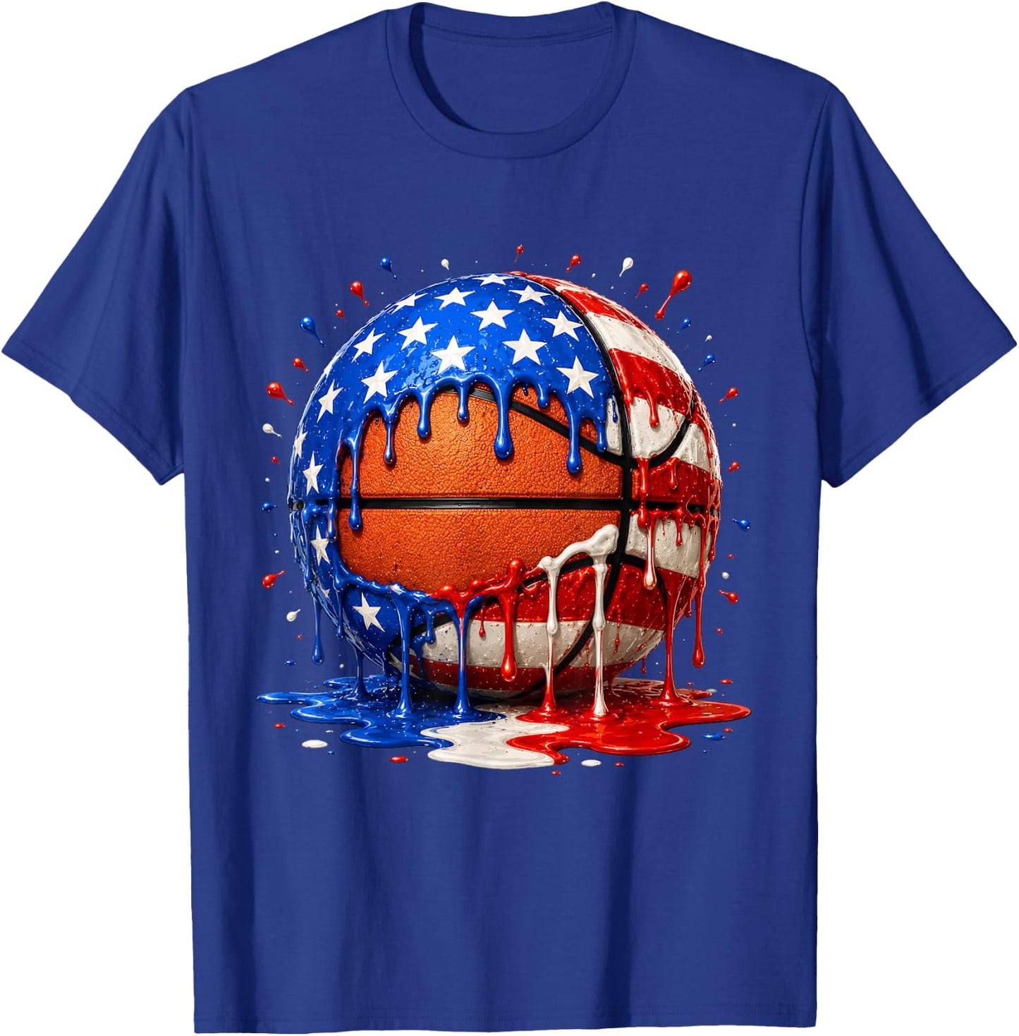 Basketball Ice Cream Drip Patriotic 4th of July T-Shirt - T-Shirt | Royal