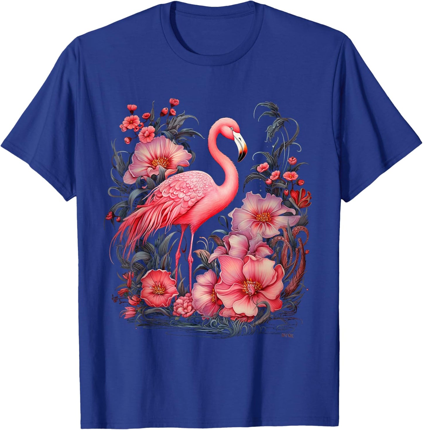 Flamingo and Flowers Floral Flamingos pink T-Shirt - T-Shirt | Royal
