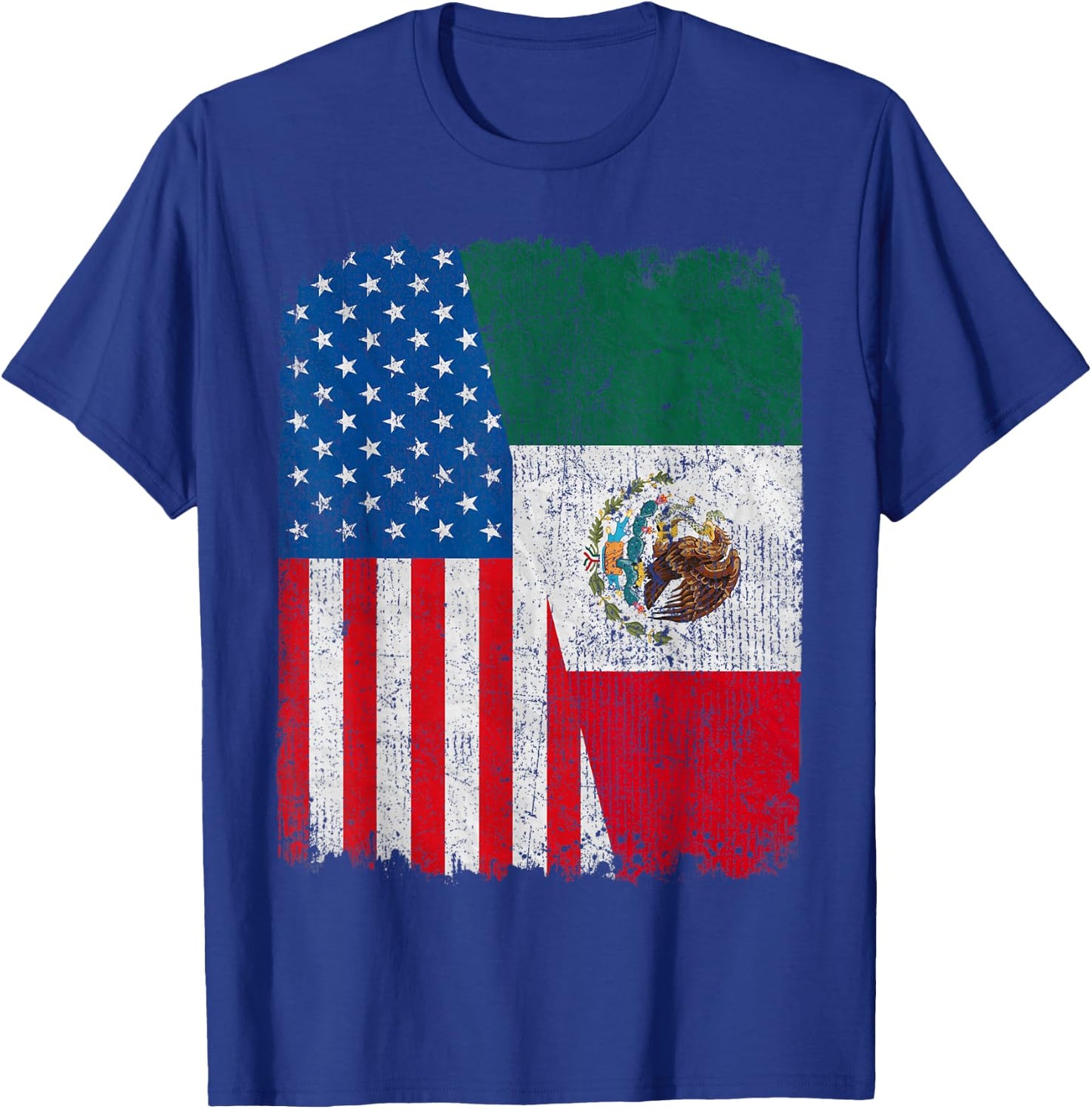 Mexican American Flag Half USA Mexico Root Proud T-Shirt - T-Shirt | Royal
