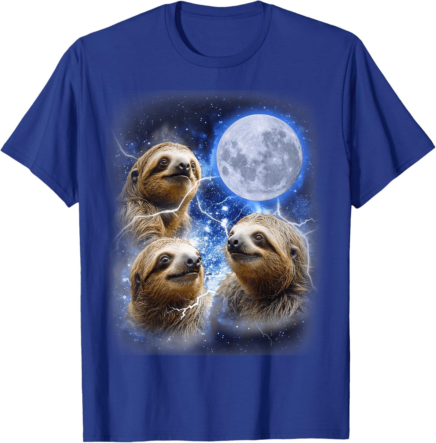 Three Sloth Moon - Funny 3 Lazy Animals Howling Parody Meme T-Shirt - T-Shirt | Royal