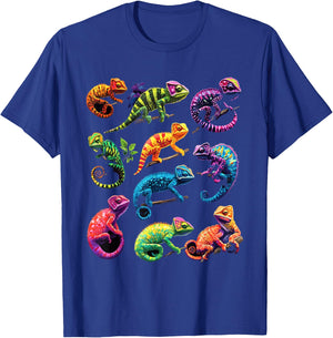 Chameleons of the World Educational Reptile Lizard Lover T-Shirt - T-Shirt | Royal