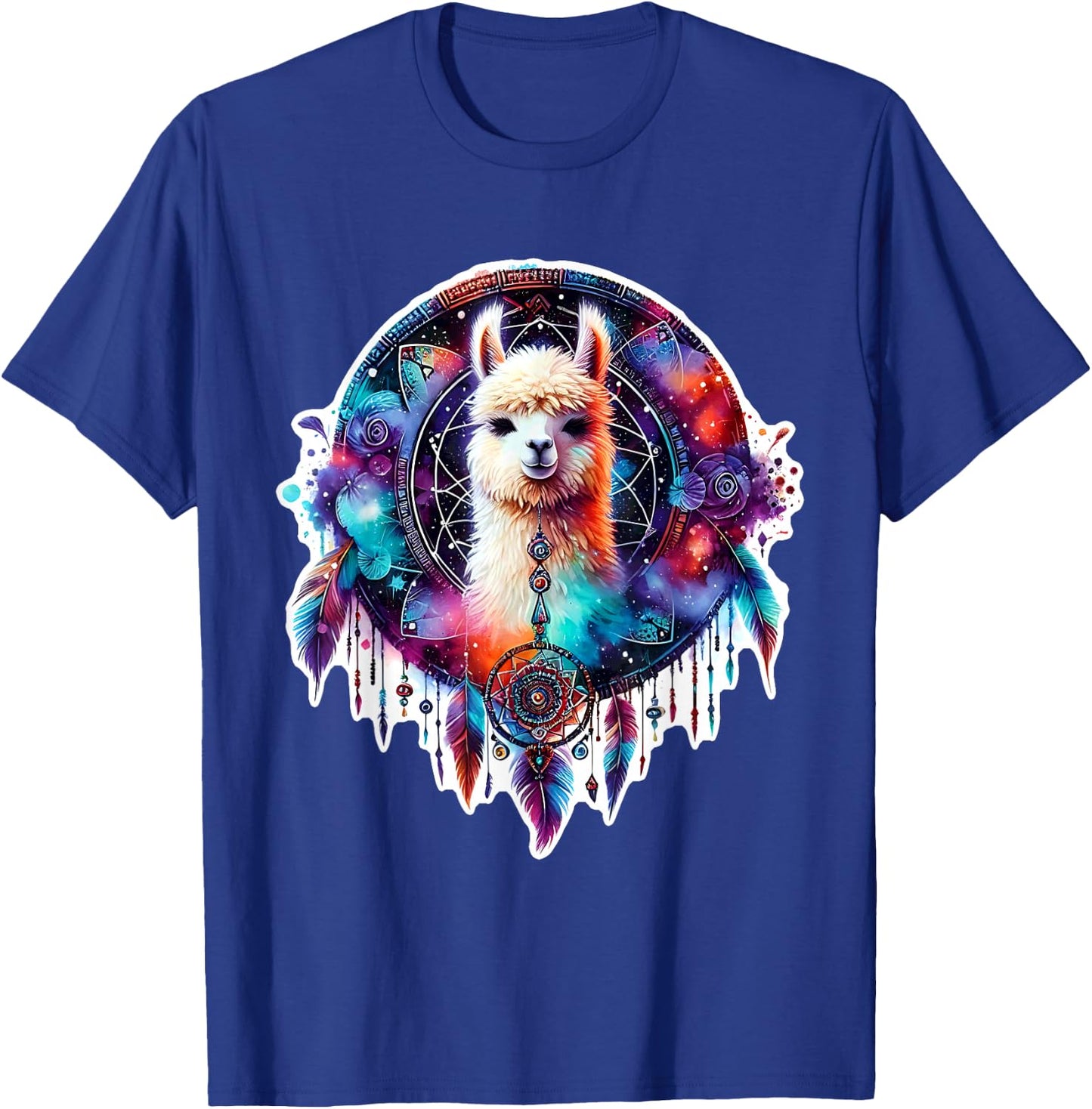 Llama Alpaca Dreamcatcher Floral Spiritual Boho Tribal T-Shirt - T-Shirt | Royal
