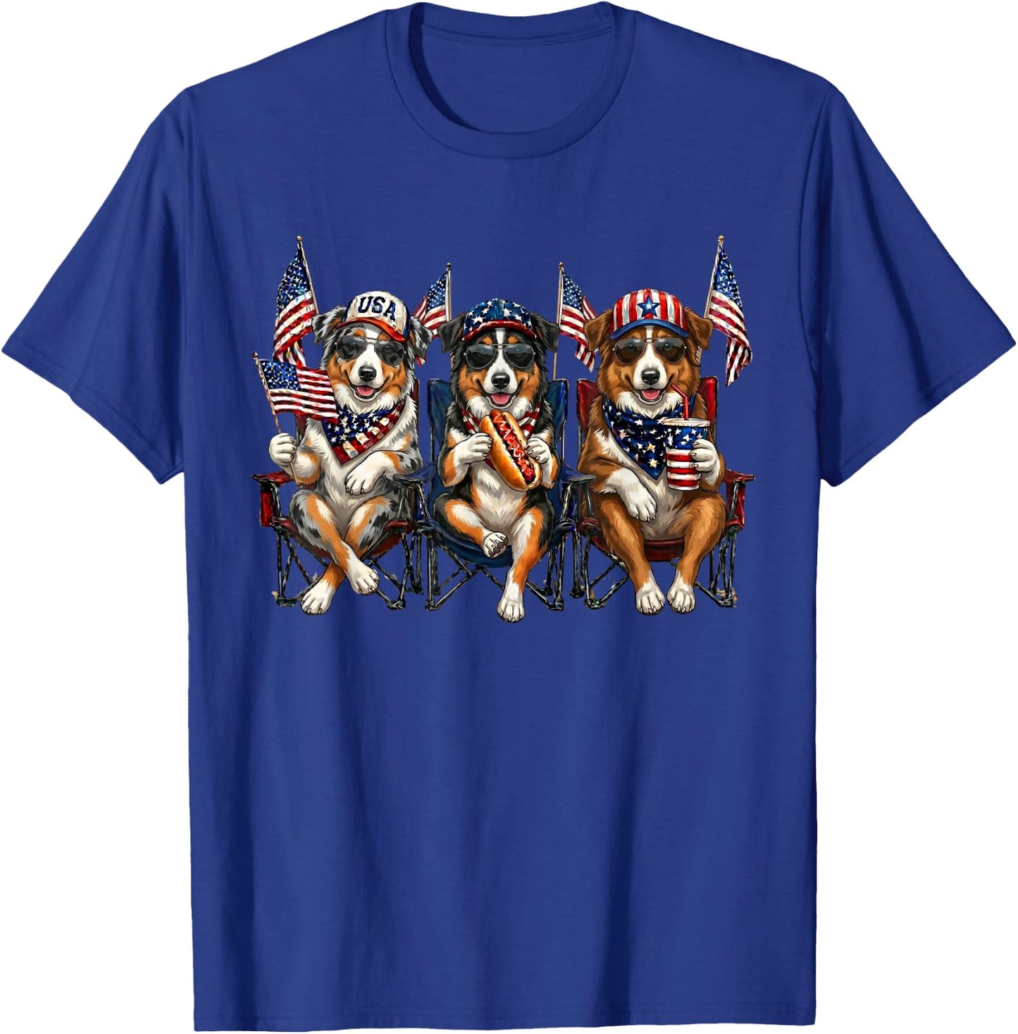 250 Years of Freedom Australian Shepherd Dog 1776-2026 4th T-Shirt - T-Shirt | Royal